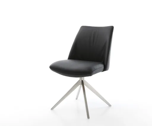 Otočná židle Elso-Flex Pravá kůže Černý křížový rám široký