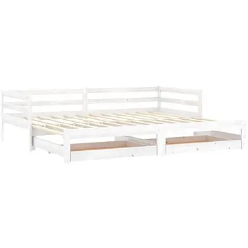 Shumee Výsuvná válenda 2×(90×200) cm bílá masivní borovice, 3083695 (3083695)