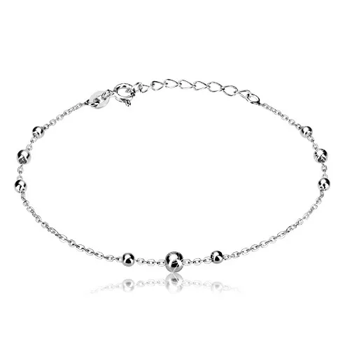 Stříbrný náramek 925 - řetízek z oválných oček a lesklé kuličky