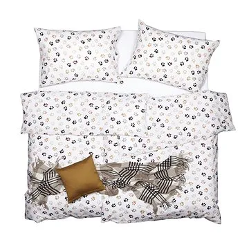 SCANquilt povlečení KREP tlapky bílohnědá (34659)