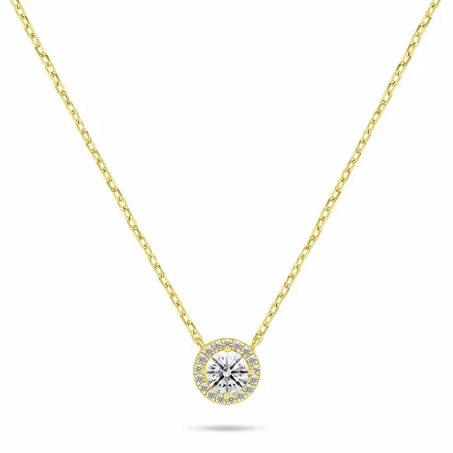 Brilio Silver Třpytivý pozlacený náhrdelník se zirkony NCL136Y