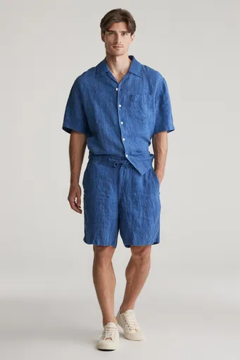 ŠORTKY GANT REL LINEN RESORT SHORTS RICH BLUE