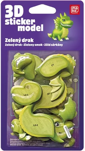3D Sticker Model Ještěrky Zelený drak- MAKE