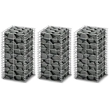 Sada gabionů 3 ks pozinkovaný drát 25 × 25 × 50 cm