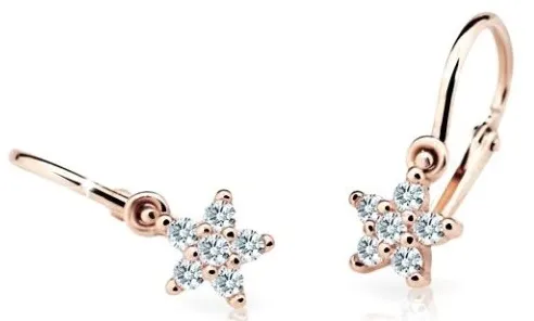 Cutie Diamonds Dětské náušnice z růžového zlata Hvězdičky s brilianty DC2118-10-00-X-4