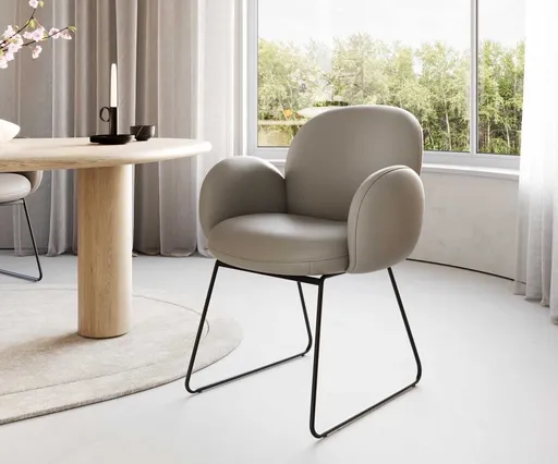 Jídelní židle Nube-Flex tenká podnož kovová černá pravá kůže