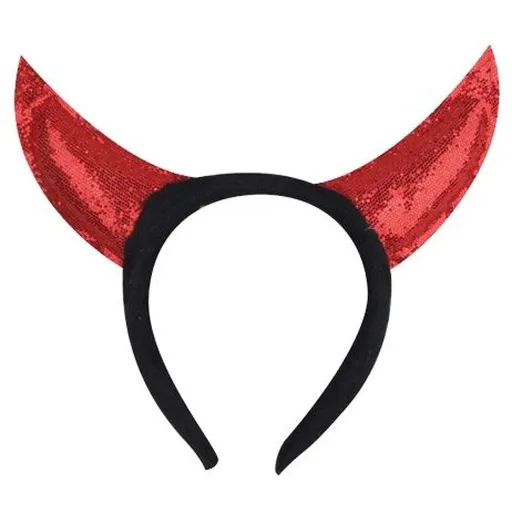 Čelenka s glitry Čertovské rohy červené