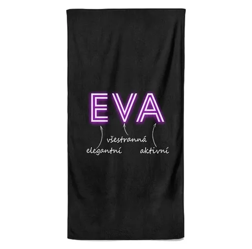Osuška Ženská jména – NEON (Jméno: Eva, Velikost osušky: 100x170cm)