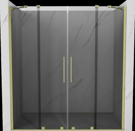MEXEN/S Velar Duo posuvné sprchové dveře 180, grafit, zlatá kartáčovaná 871-180-000-42-55