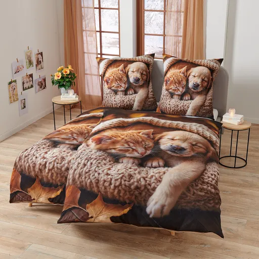 Povlečení na jednolůžko Kotě a štěně