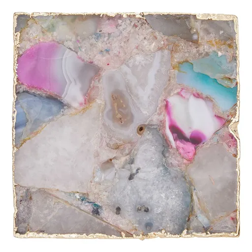 CRYSTAL Podtácek z drahých kamenů čtvercový 10 cm - mix/zlatá