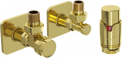 MEXEN/S G00 úhlová termostatická souprava pro radiátor + krycí rozeta S, zlatá W901-900-909-50