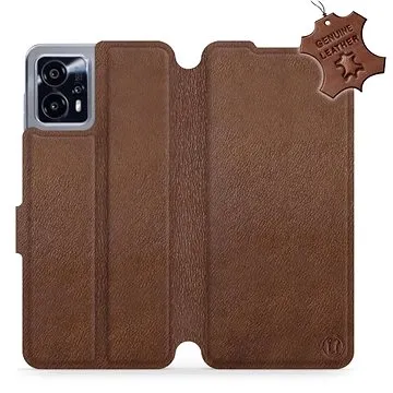 Mobiwear kožené flip pro Motorola Moto G13 - Hnědé (5904808467568)