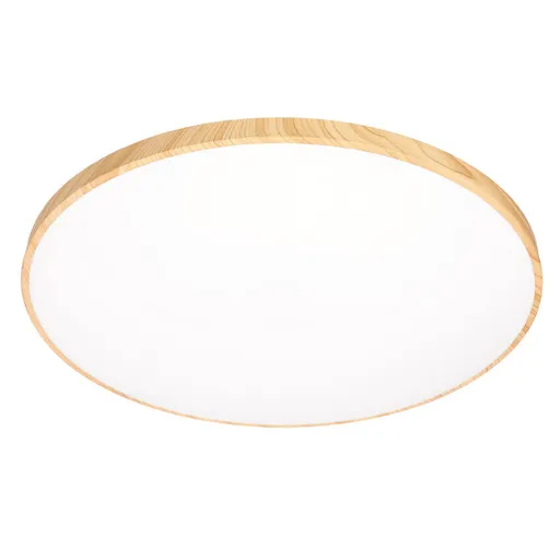 Dřevěná stropní lampa TENS. 48W LED 3000/4000/6000K 59cm bílé stínidlo, dálkové ovládání