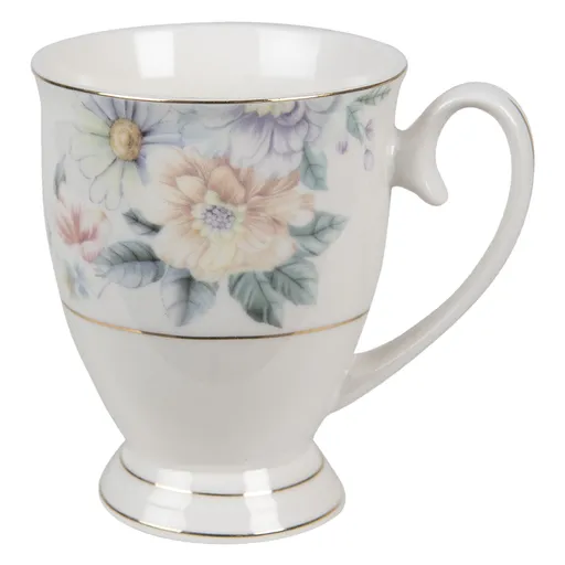 Porcelánový hrneček s květinami Flowers - 11*8*10 cm / 300 ml Clayre & Eef