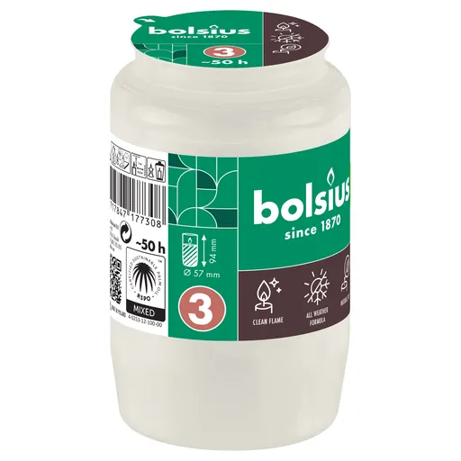 Bolsius NÁPLŇ DO HŘBITOVNÍ SVÍČKY BÍLÁ 2,5DNE HOŘENÍ 9,6CM