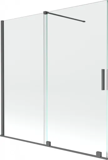 MEXEN/S Velar Dvoukřídlá posuvná vanová zástěna 160 x 150, transparent, grafit kartáčovaná 896-160-000-01-66