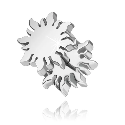 Lesklý ocelový falešný plug do ucha - slunce