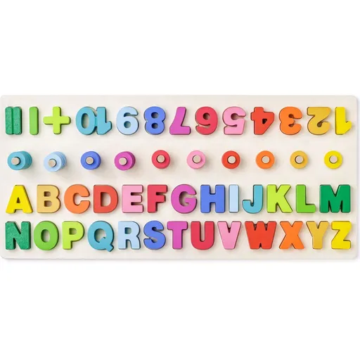 Woody Didaktická destička s počítáním, písmeny a číslicemi