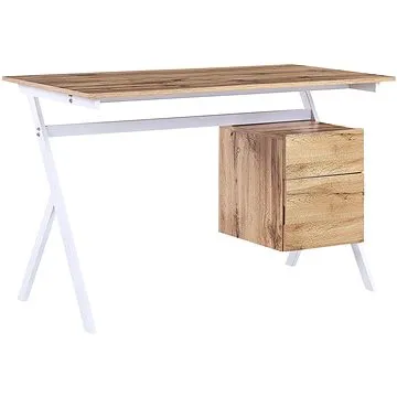 Psací stůl se zásuvkou 120 x 60 cm světlé dřevo / bílá ASHLAND, 319135 (beliani_319135)