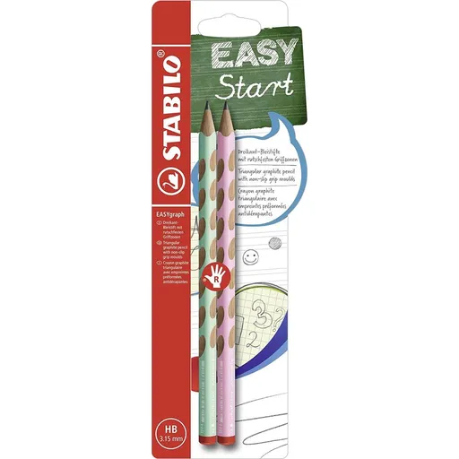STABILO B-55880-10 EASYgraph Ergonomická grafitová tužka pro praváky Pastel HB - 2 ks blister