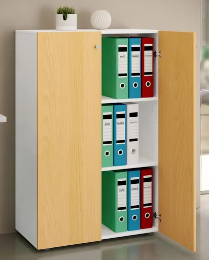 VCM Kancelářská skříň Lona XL s otočnými dvířky, bílá