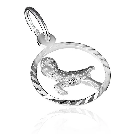 Stříbrný přívěsek 925 - znamení berana v lesklém kruhu