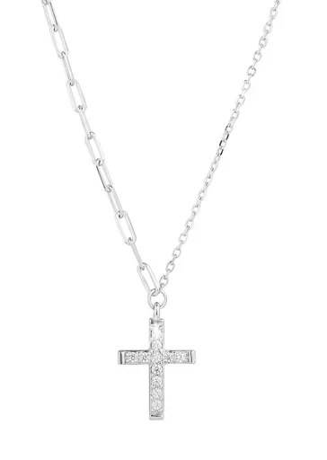 Evolution Group - Pavona Stylový stříbrný náhrdelník Kříž se zirkony 12100.1 crystal