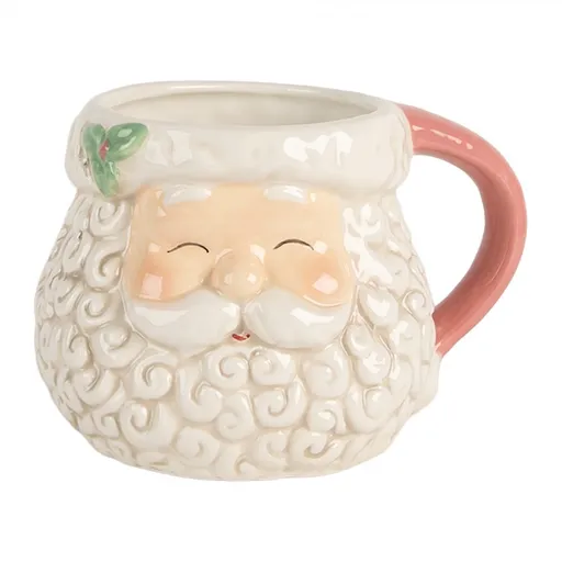 Keramický hrnek Santa Claus s růžovým ouškem - 16*11*10 cm / 550 ml Clayre & Eef