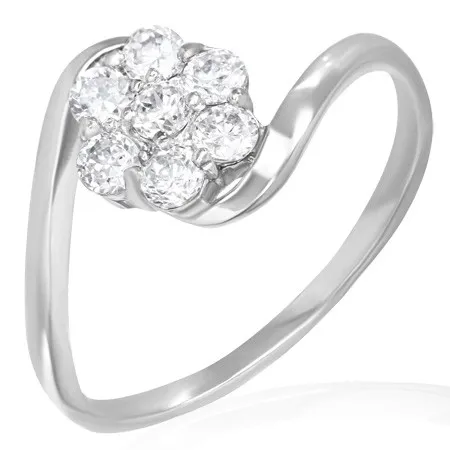 Snubní prsten - duhový kvítek ze zirkonů - Velikost: 55