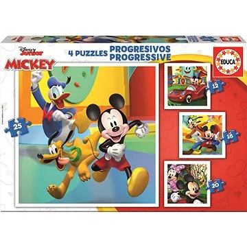 Educa Puzzle Mickey a přátelé 4v1 (12,16,20,25 dílků) (19294)