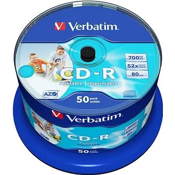 VERBATIM CD-R AZO 700MB, 52x, printable, spindle 50 ks (43438)