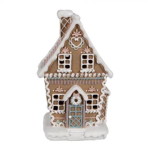 Hnědá svítící perníková chaloupka Gingerbread House - 13*10*21 cm / 3*AAA Clayre & Eef