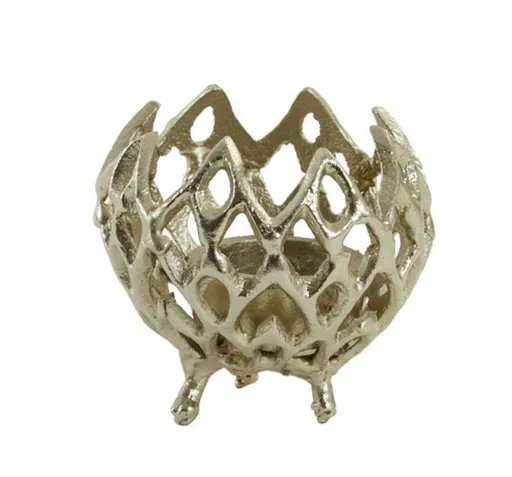 Zlatý antik kovový děrovaný svícen Siam S - Ø10 * 9 cm Light & Living