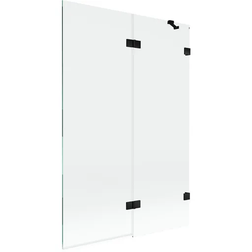 MEXEN/S Lunar vanová zástěna 2-křídlová pravá 120 x 150, transparent, černá 897-120-100-70-00-P