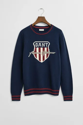 SVETR GANT GRAPHIC KNIT C-NECK EVENING BLUE