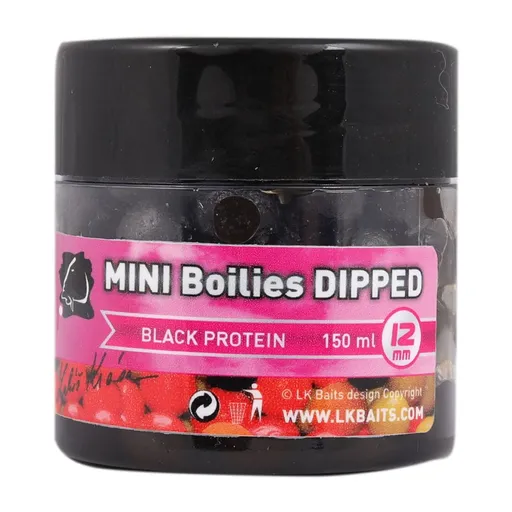 LK Baits MINI Boilies v dipu 12mm 150ml - Black Protein,LK Baits MINI Boilies v dipu 12mm 150ml - Black Protein