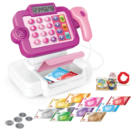 Rappa Mini obchod pokladna česká s učením jak nakupovat - růžová