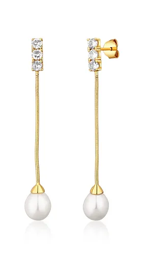 JVD Elegantní pozlacené náušnice s říční perlou SVLE1581XD2GP00
