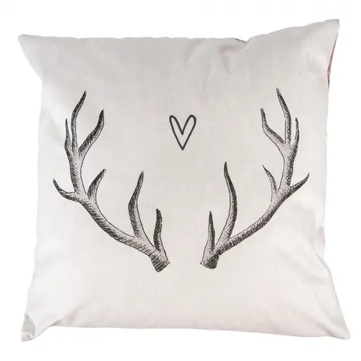 Béžový povlak na polštář s parožím Love Deer - 45*45 cm Clayre & Eef