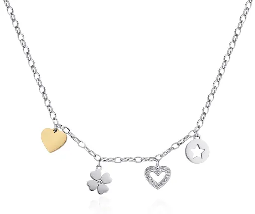 S'Agapõ Půvabný bicolor náhrdelník s přívěsky Happy SHAR08