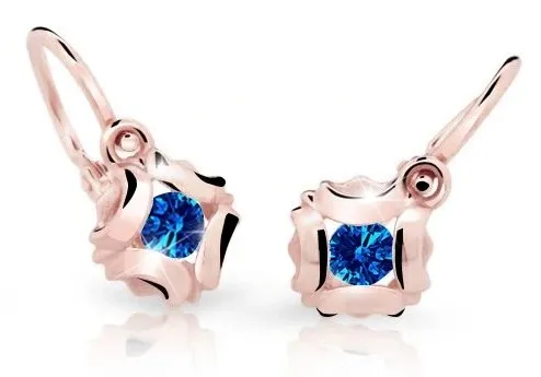 Cutie Jewellery Slušivé dětské náušnice z růžového zlata C2216-10-X-4 modrá