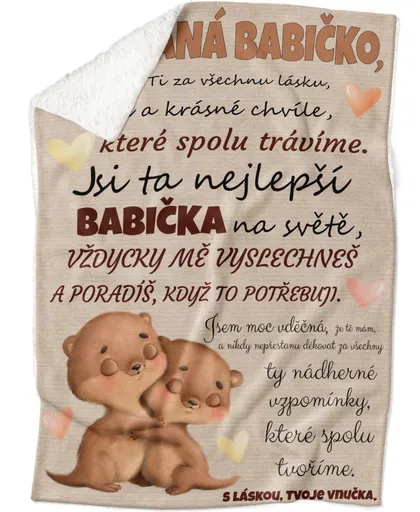 Deka Milovaná babičko – vydry (Podšití beránkem: ANO)
