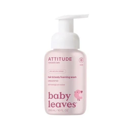 ATTITUDE Baby Leaves Pěnivé mýdlo a šampon 2v1 bez vůně 295 ml