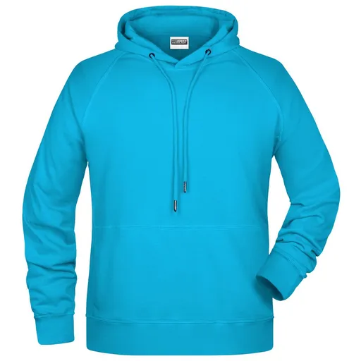 James & Nicholson (Daiber) Pánská mikina s kapucí z biobavlny 8024 - Tyrkysová | 5XL