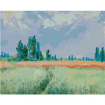 Diamondi - Diamantové malování - PŠENIČNÉ POLE (CLAUDE MONET), 40x50 cm, Vypnuté plátno na rám (605758B)