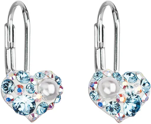 Evolution Group - Pavona Srdíčkové náušnice s krystaly Swarovski 31125.9 aqua