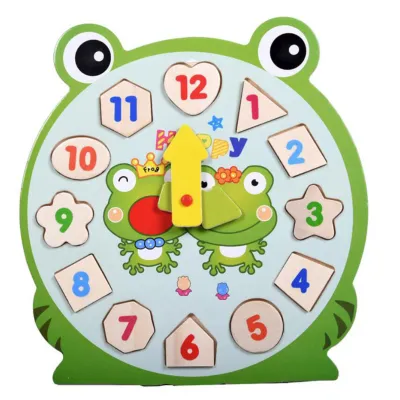 Skládačka hodiny dřevěná žabka