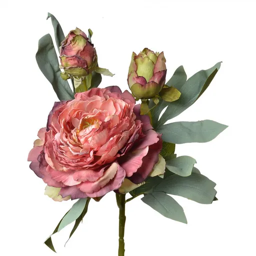 Červená dekorace květina pivoňka - 12*12*62 cm Clayre & Eef