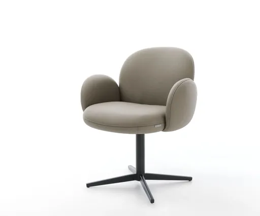 Jídelní židle Nube-Flex s područkami pravá kůže béžová podnož